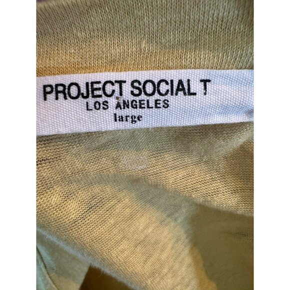 Project Social T LA Linen Large Pale Yellow Short Sleeve Tunic Top Sustainable - Picture 4 of 6